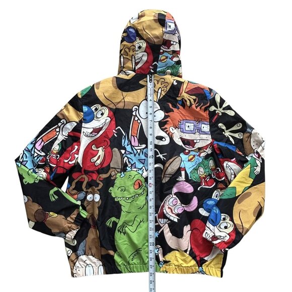 Members Only Nickelodeon Jacket Mens Large Cartoon Print Hooded Windbreaker 90s - Picture 8 of 13